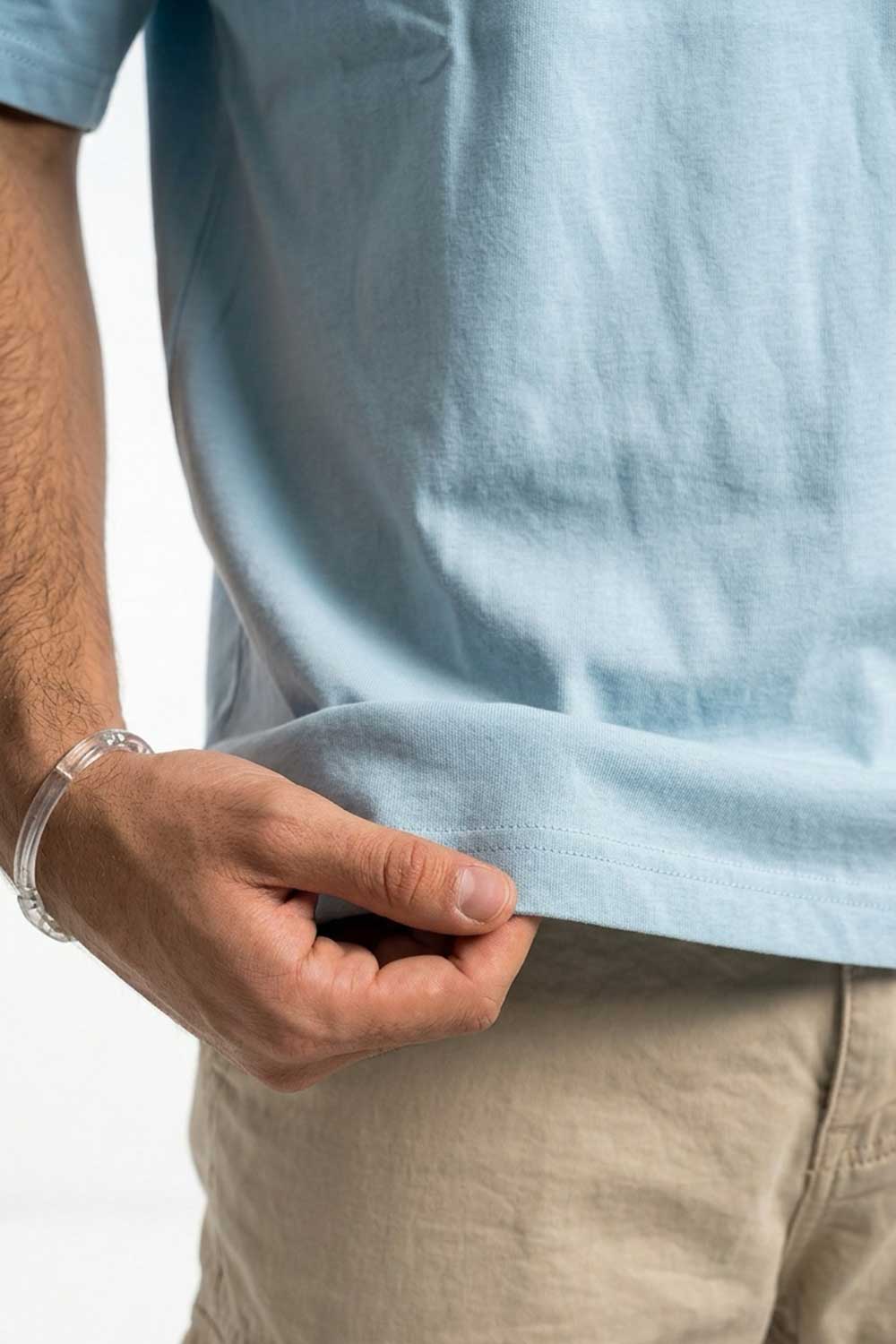 Basic Oversized T-shirt Με Κέντημα - Γαλάζιο