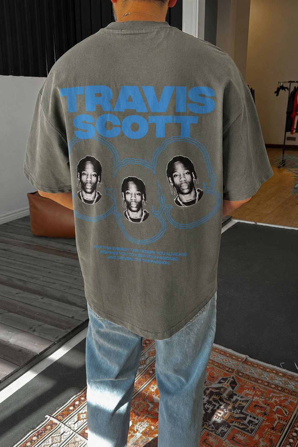 Oversized T-Shirt με Τύπωμα  TRAVIS SCOTT – ΓΚΡΙ