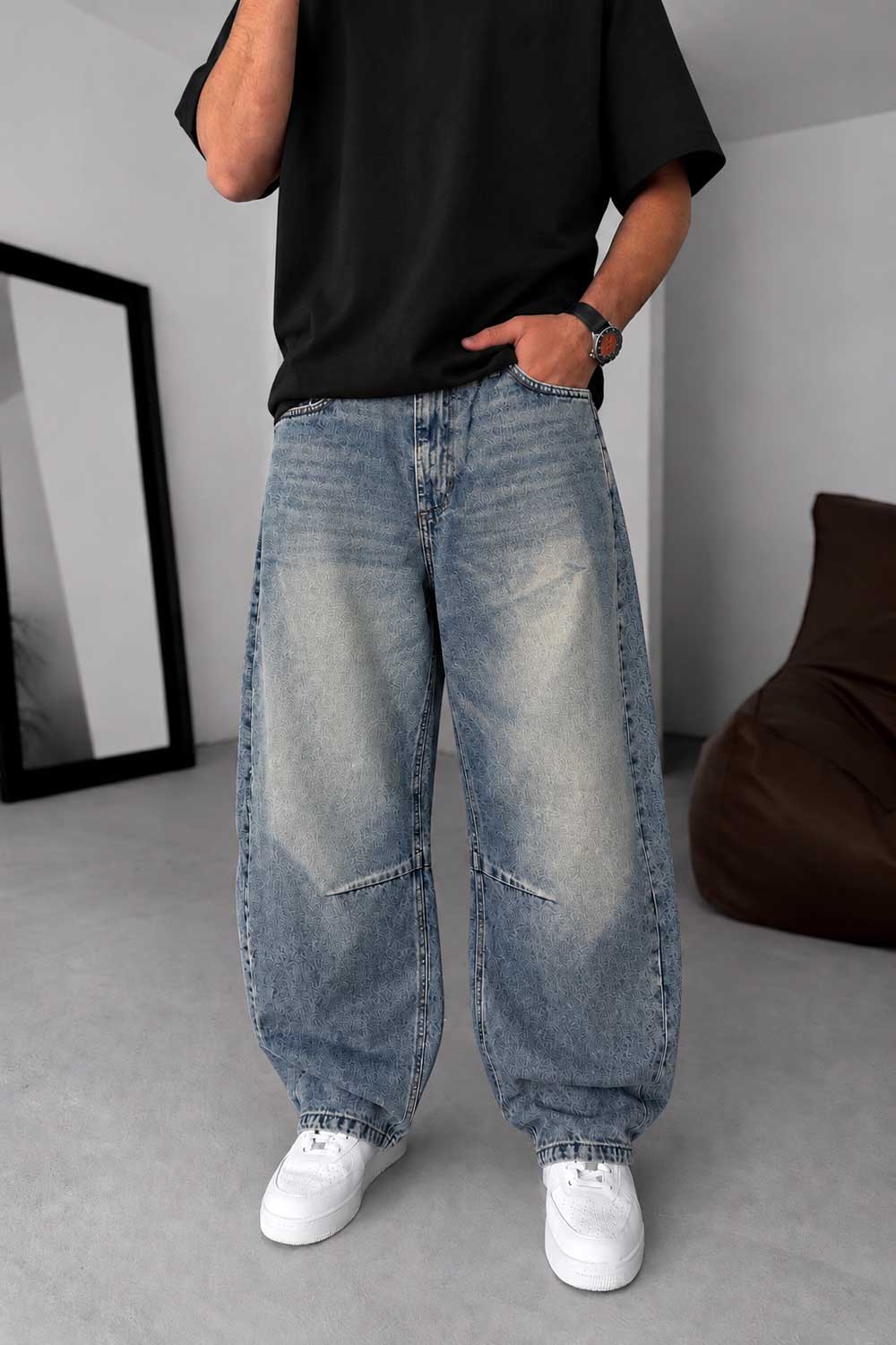 Τζιν Παντελόνι Baggy Balloon – Πεπαλαιωμένο Μπλε