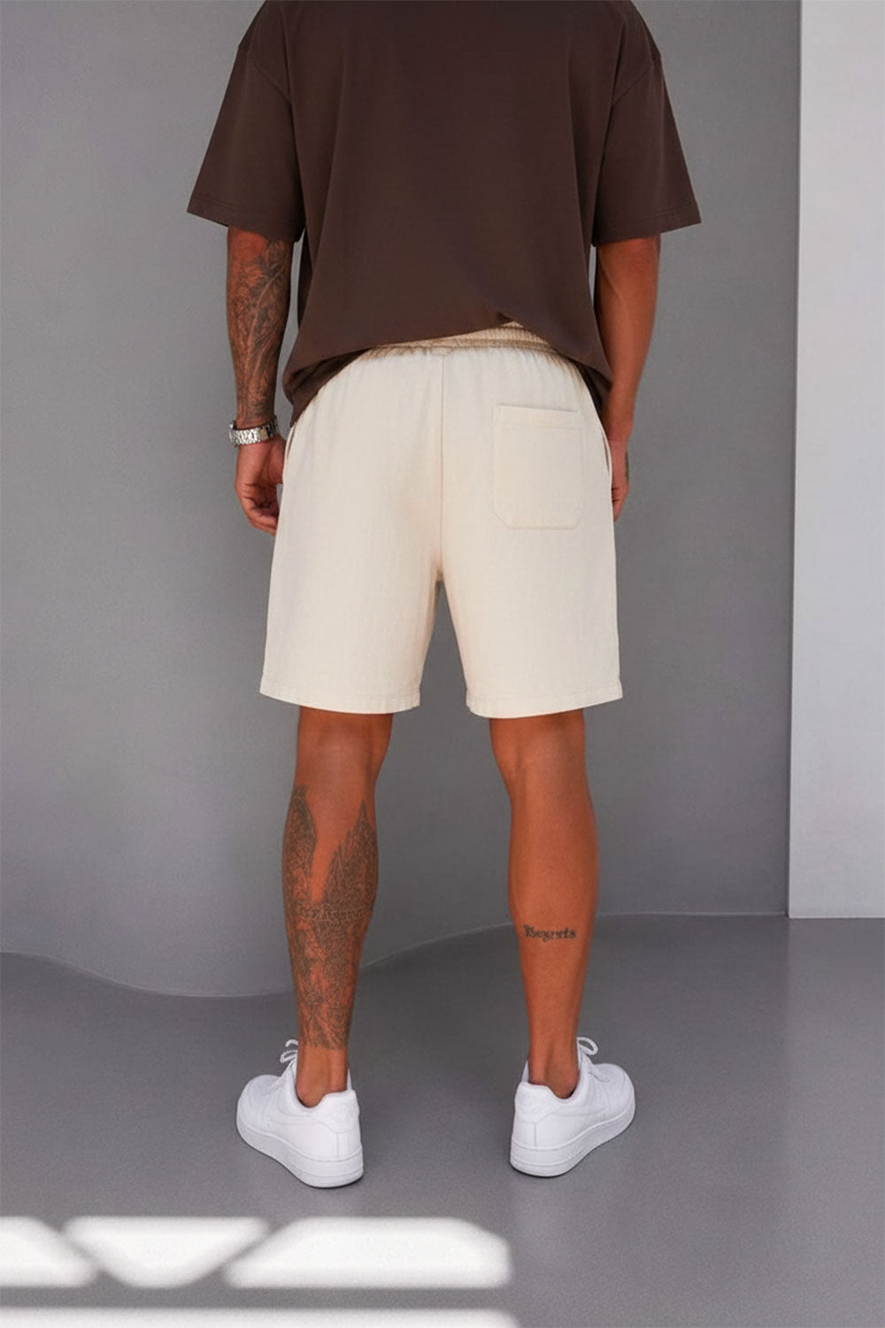 Βερμούδα Linen-Blend Urban Pleated Studio – Εκρού