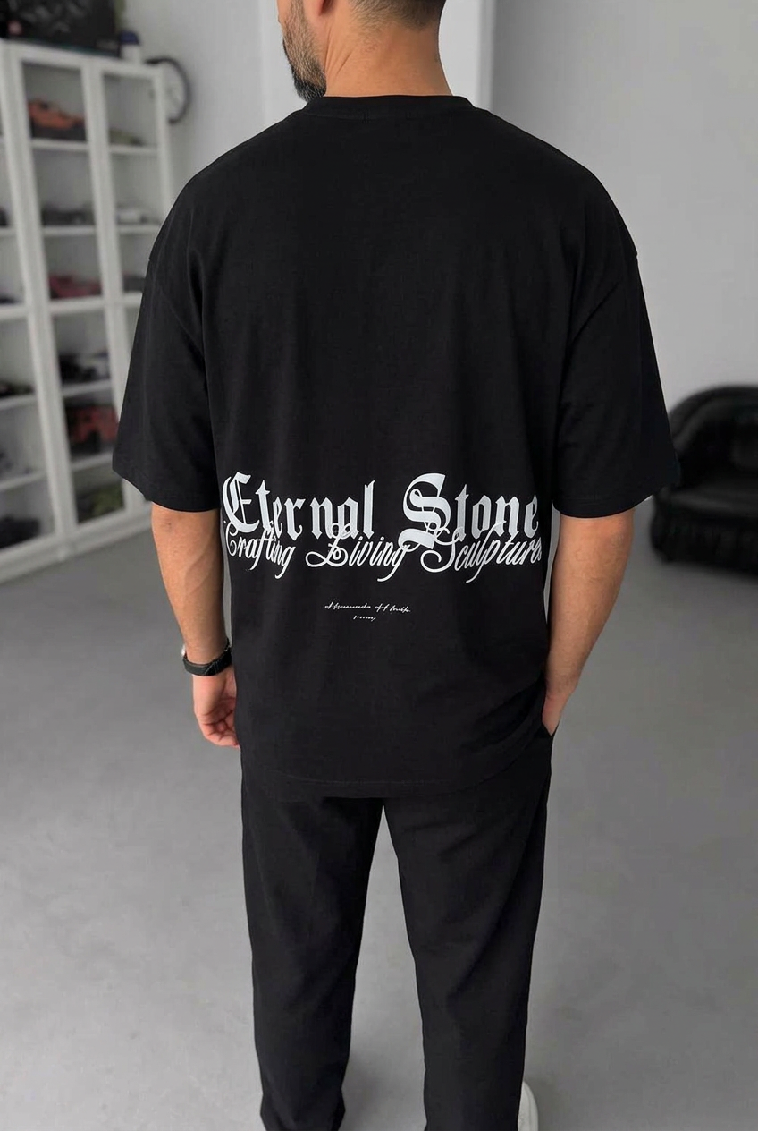 Oversized T-Shirt Eternol Stone – Μαύρο