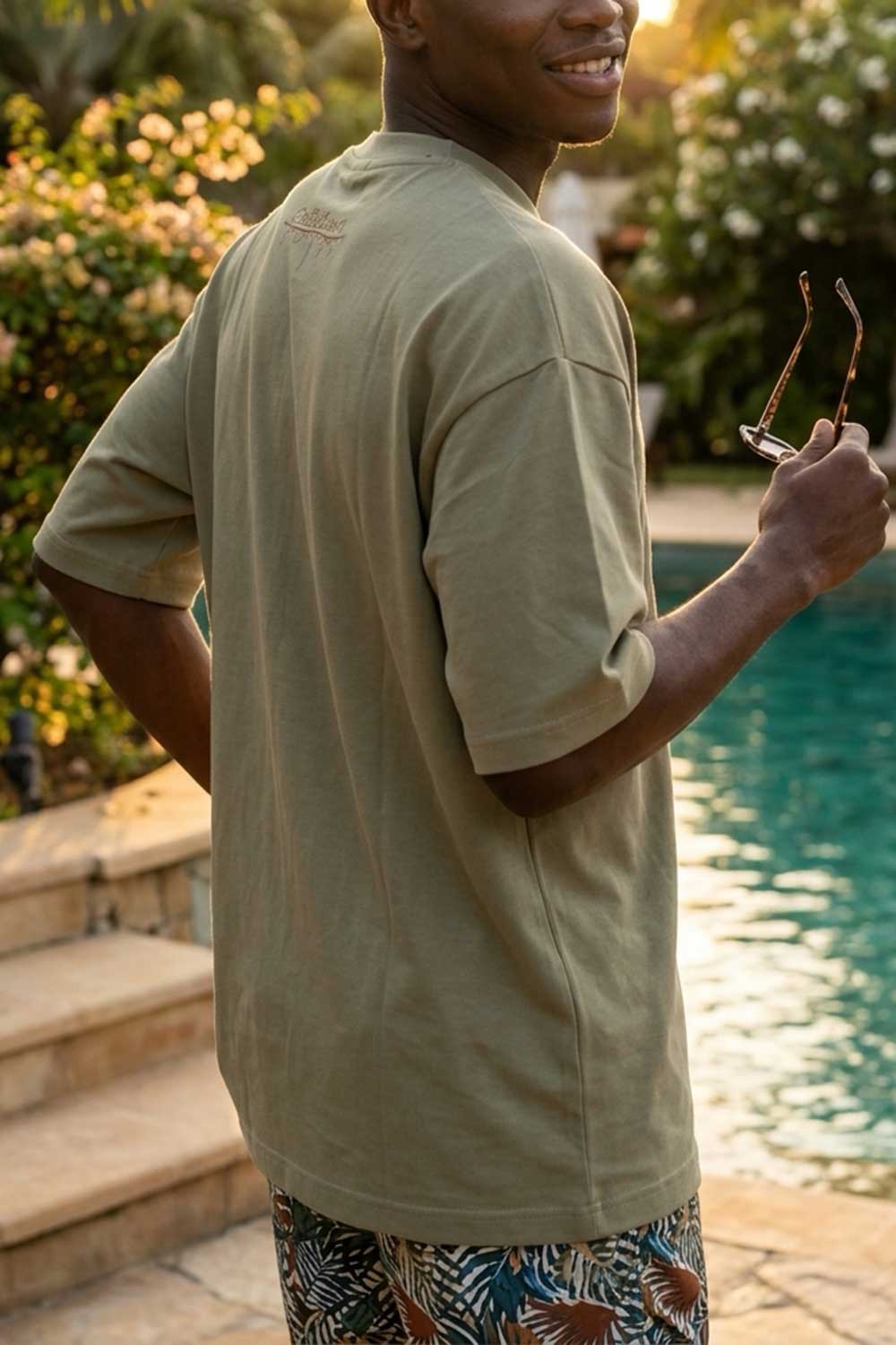 Basic Oversized T-shirt Με Κέντημα - Χακί