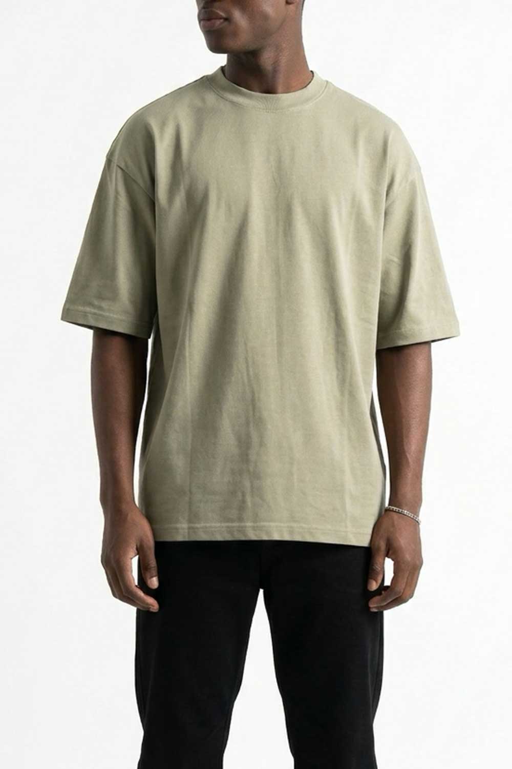 Basic Oversized T-shirt Με Κέντημα - Χακί