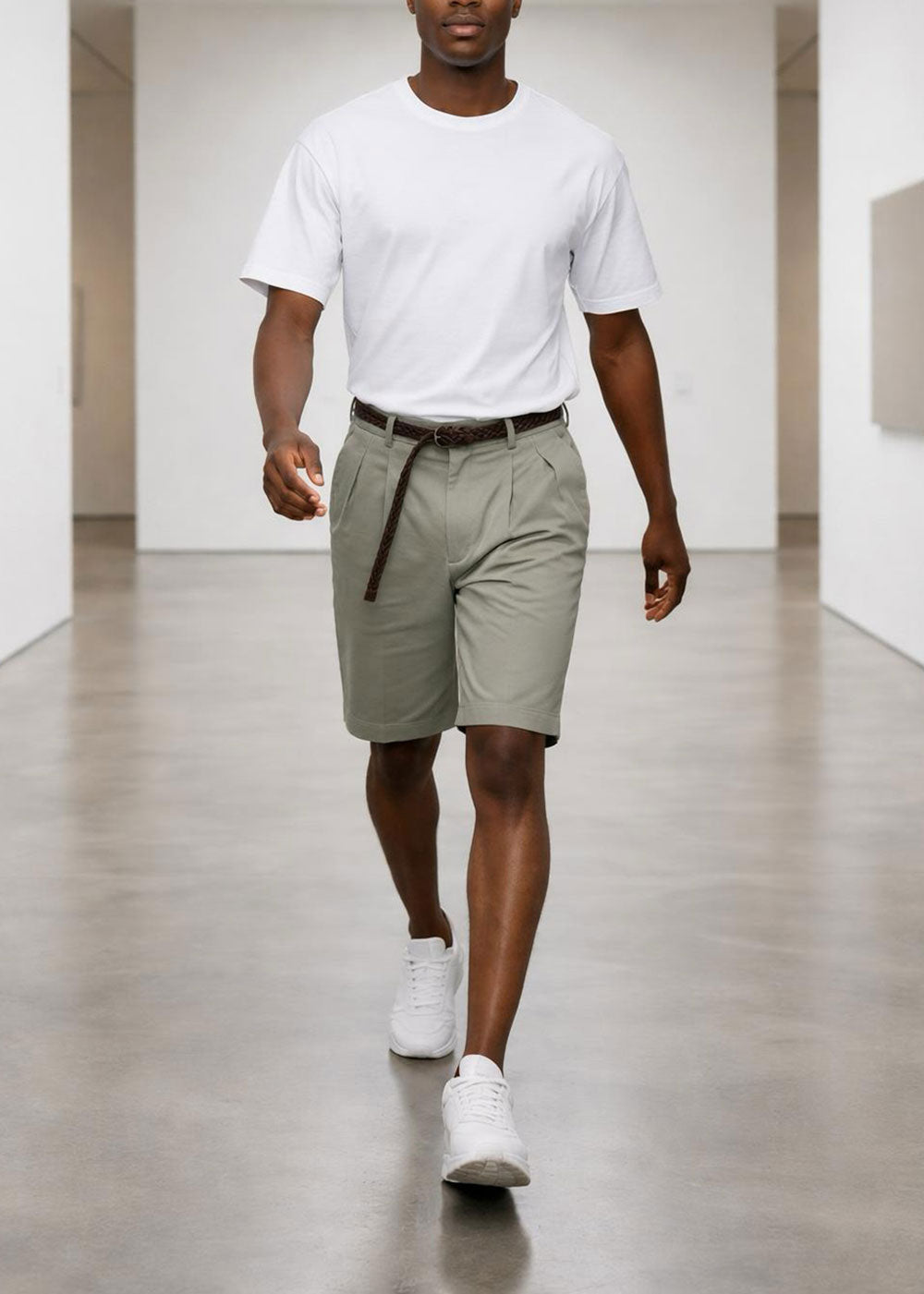 Βερμούδα "Chic Pleats" με Πλεκτή Ζώνη – Χακί