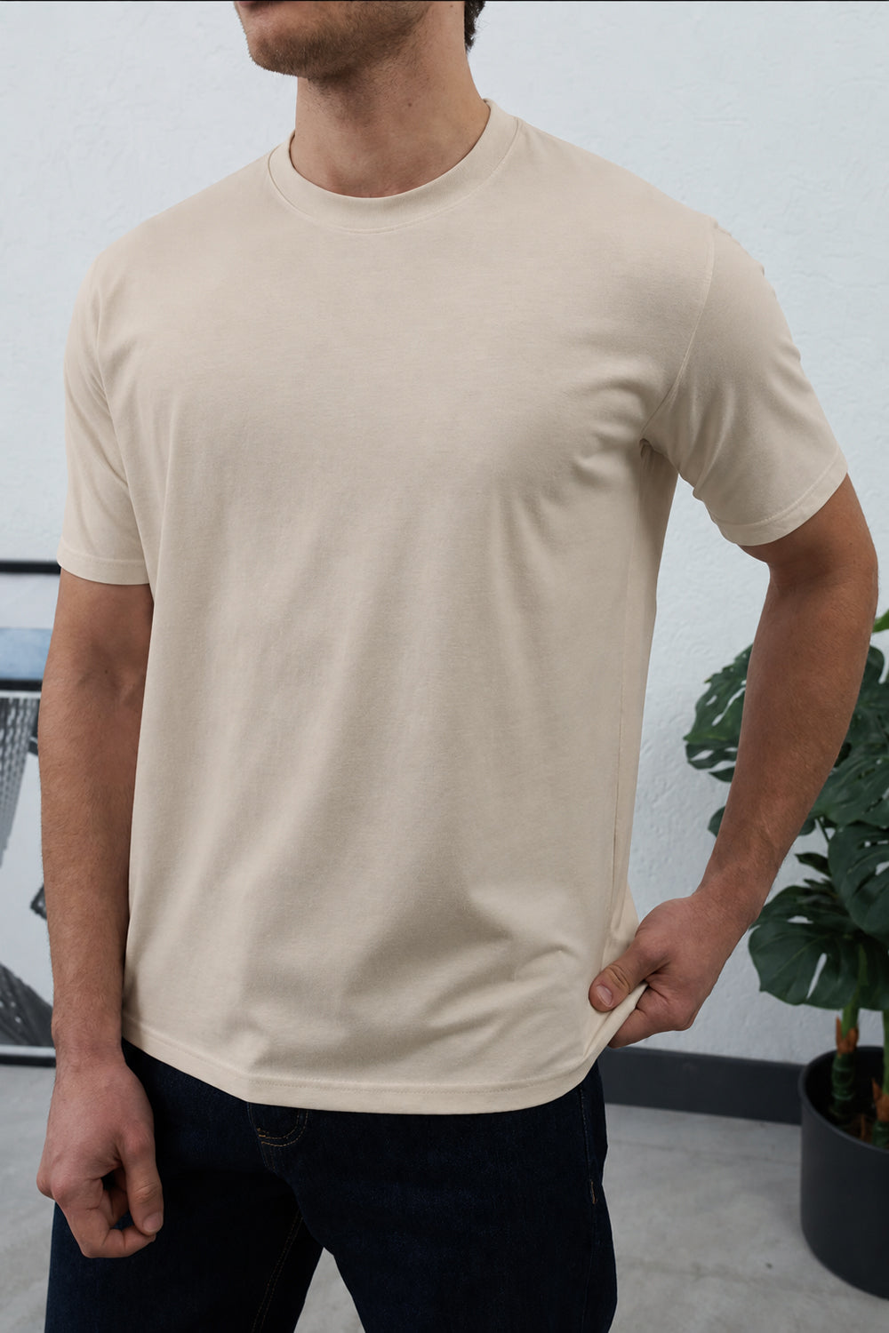 Βαμβακερό Μπλουζάκι Heavy Cotton Relaxed – Μπεζ