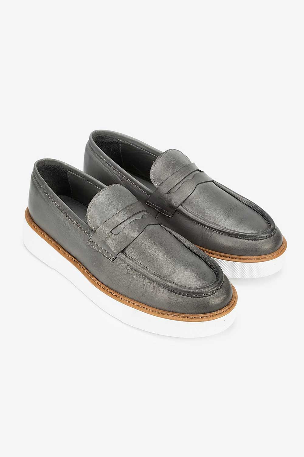 Χειροποίητα Παπούτσια  Leather Penny Loafers Studio – Σκούρο Χακί
