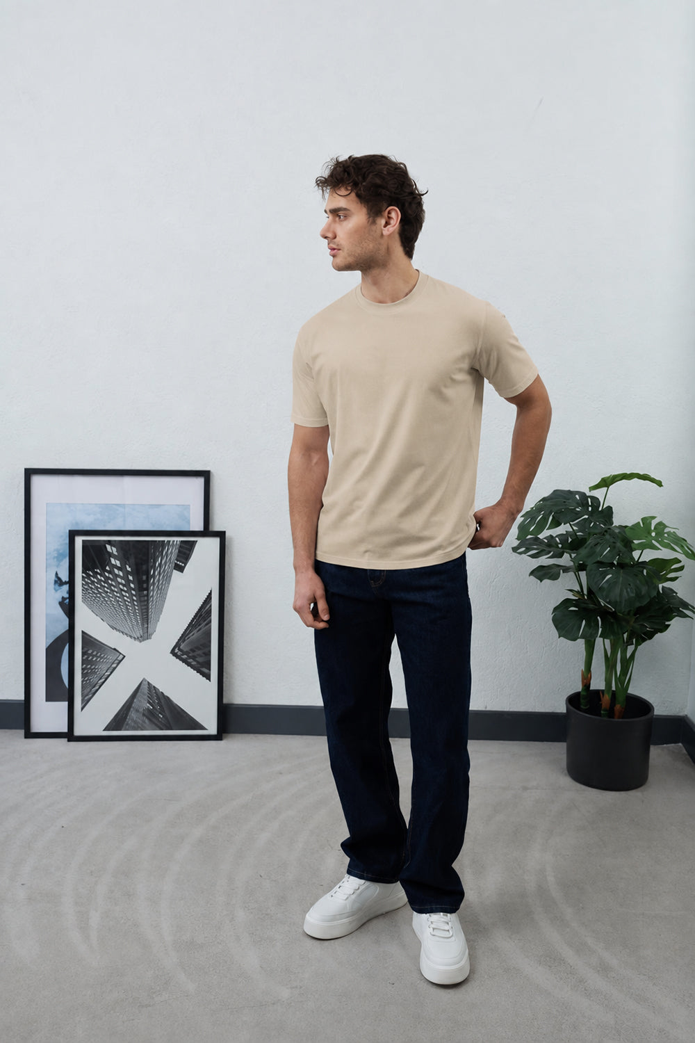 Βαμβακερό Μπλουζάκι Heavy Cotton Relaxed – Μπεζ