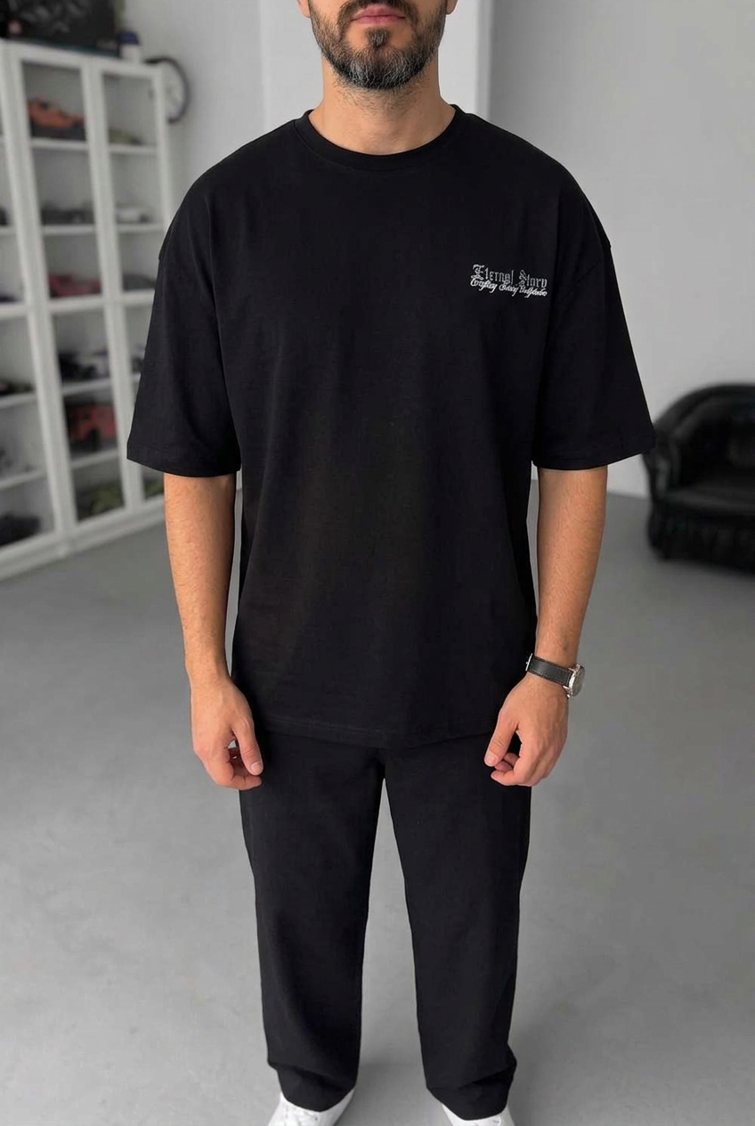 Oversized T-Shirt Eternol Stone – Μαύρο