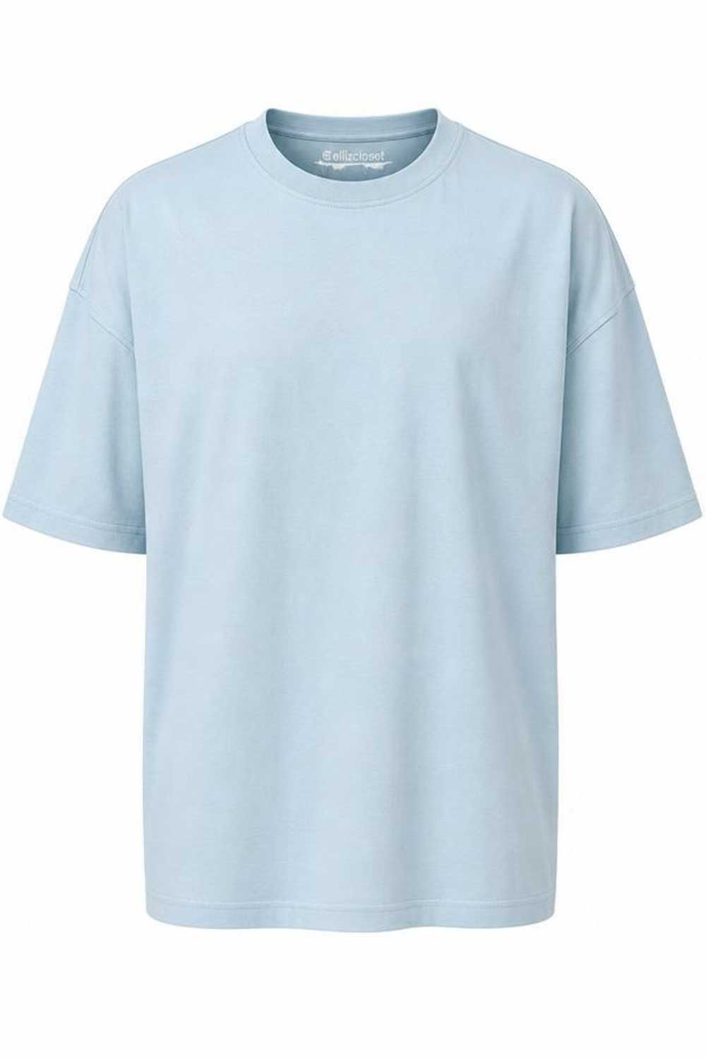 Basic Oversized T-shirt Με Κέντημα - Γαλάζιο