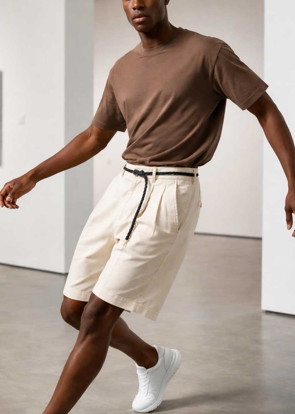 Βερμούδα "Chic Pleats" με Πλεκτή Ζώνη – Μπεζ – 5