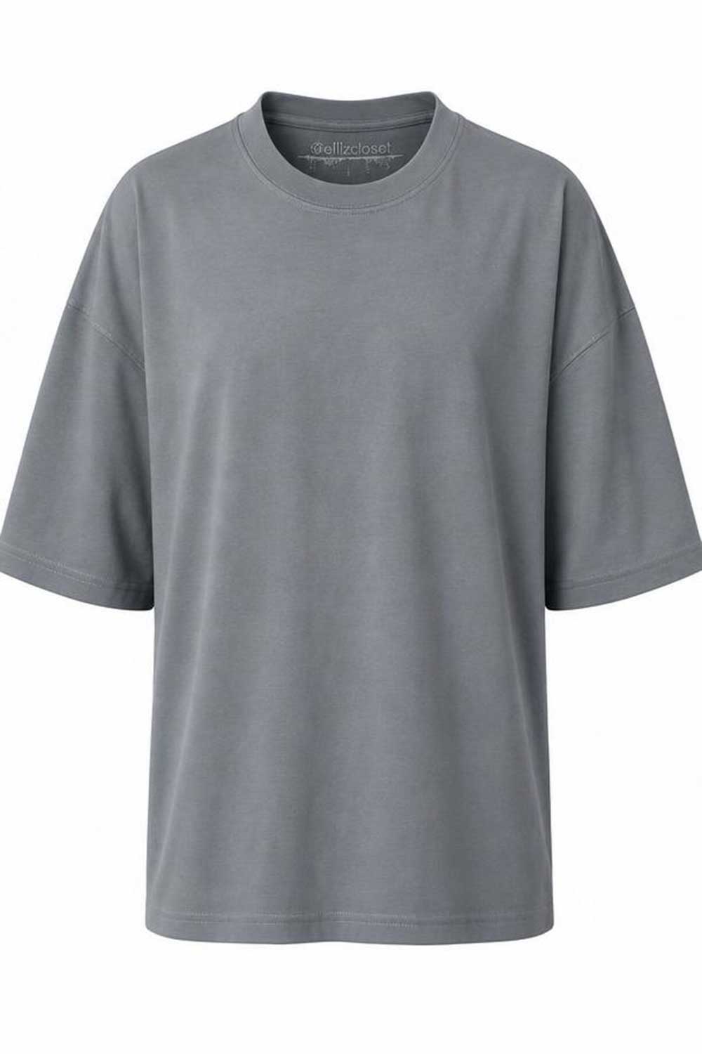 Basic Oversized T-shirt Με Κέντημα - Ανθρακί