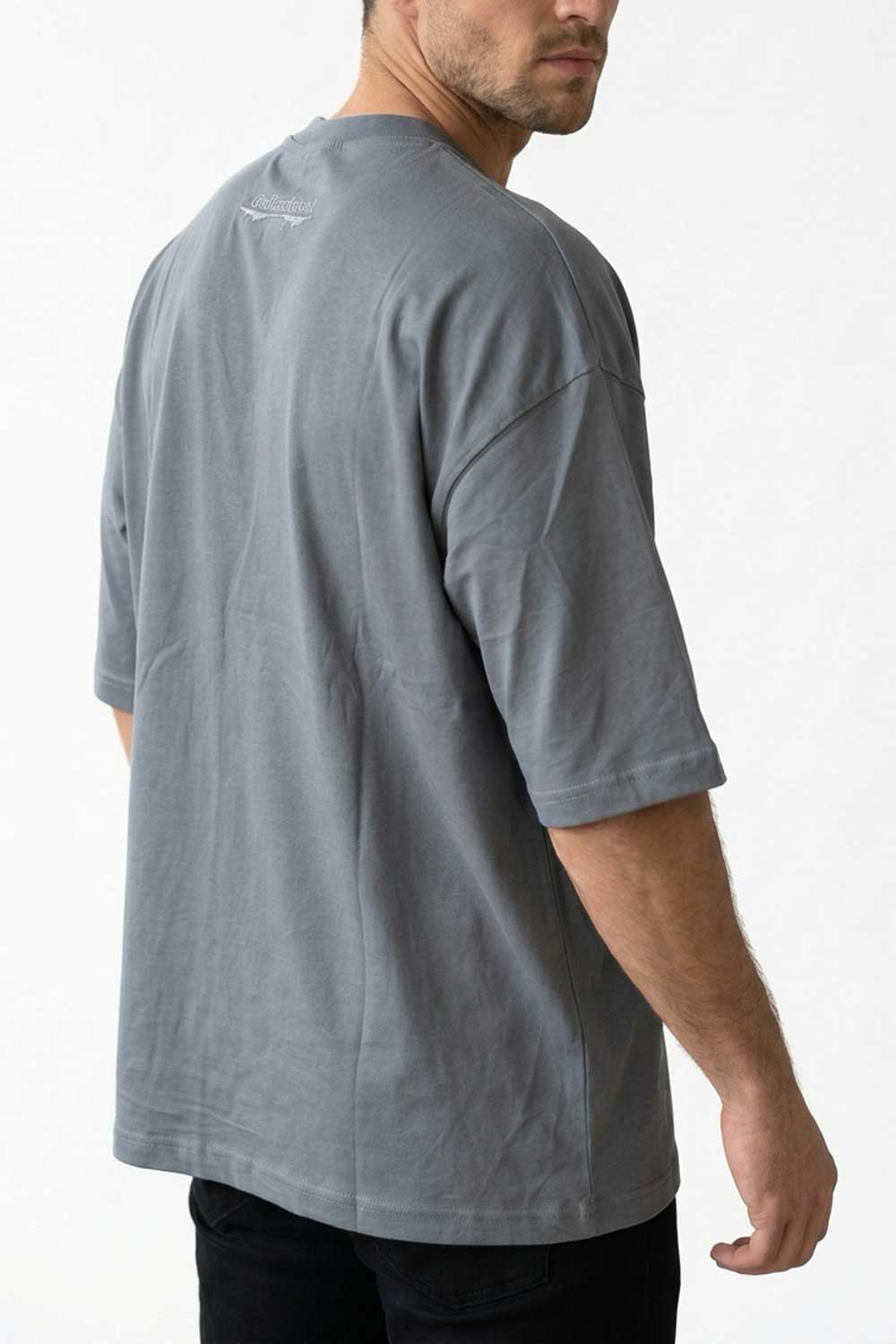 Basic Oversized T-shirt Με Κέντημα - Ανθρακί