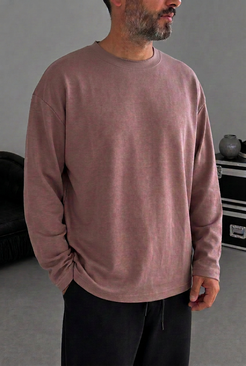 Ανδρική Μακρυμάνικη Μπλούζα Oversized Premium Modal – Dusty Mauve