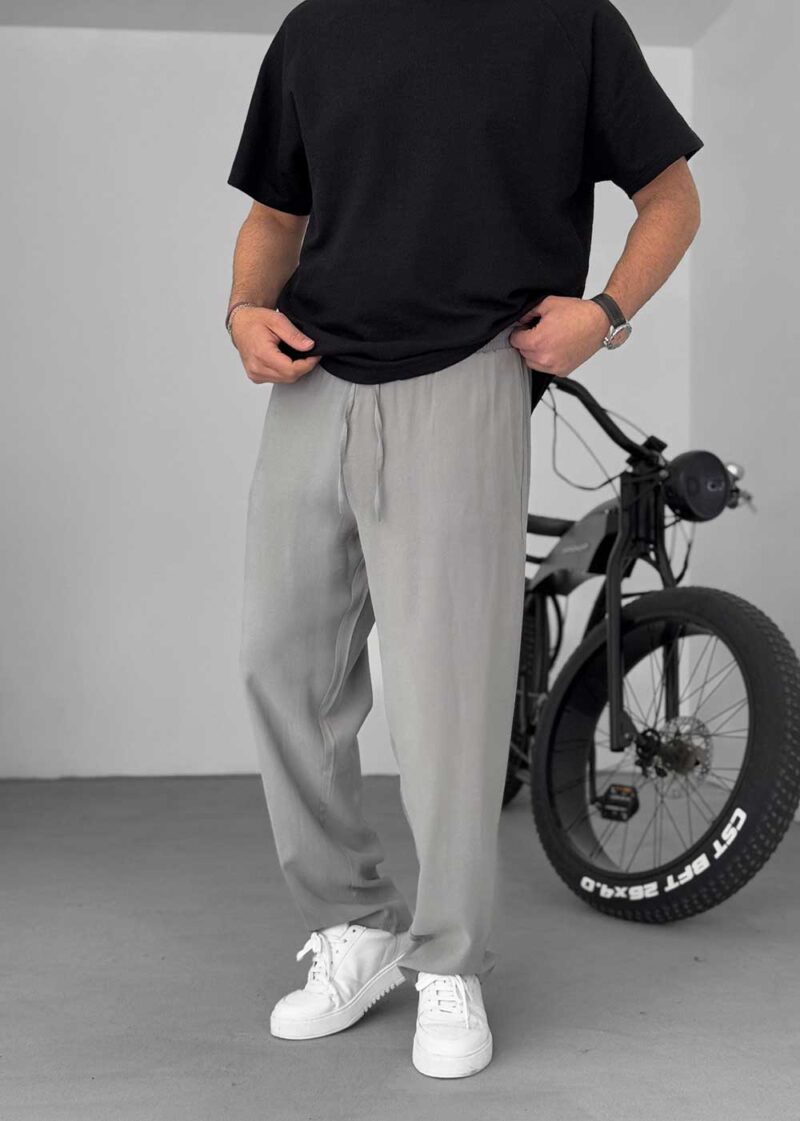Baggy Παντελόνι Σε Tencel Ύφανση - Γκρι – 3