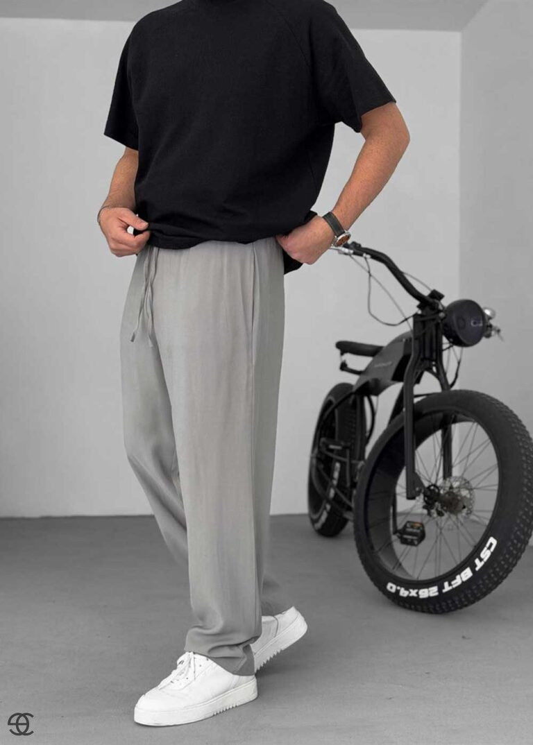 Baggy Παντελόνι Σε Tencel Ύφανση - Γκρι – 4