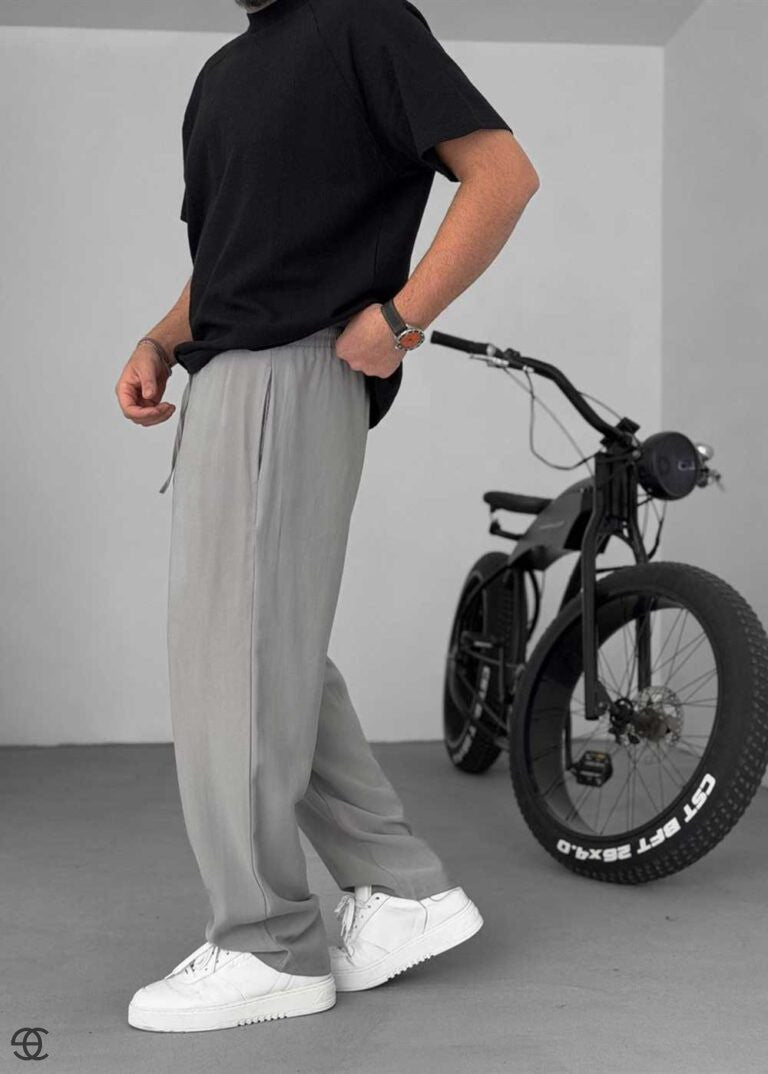 Baggy Παντελόνι Σε Tencel Ύφανση - Γκρι – 5