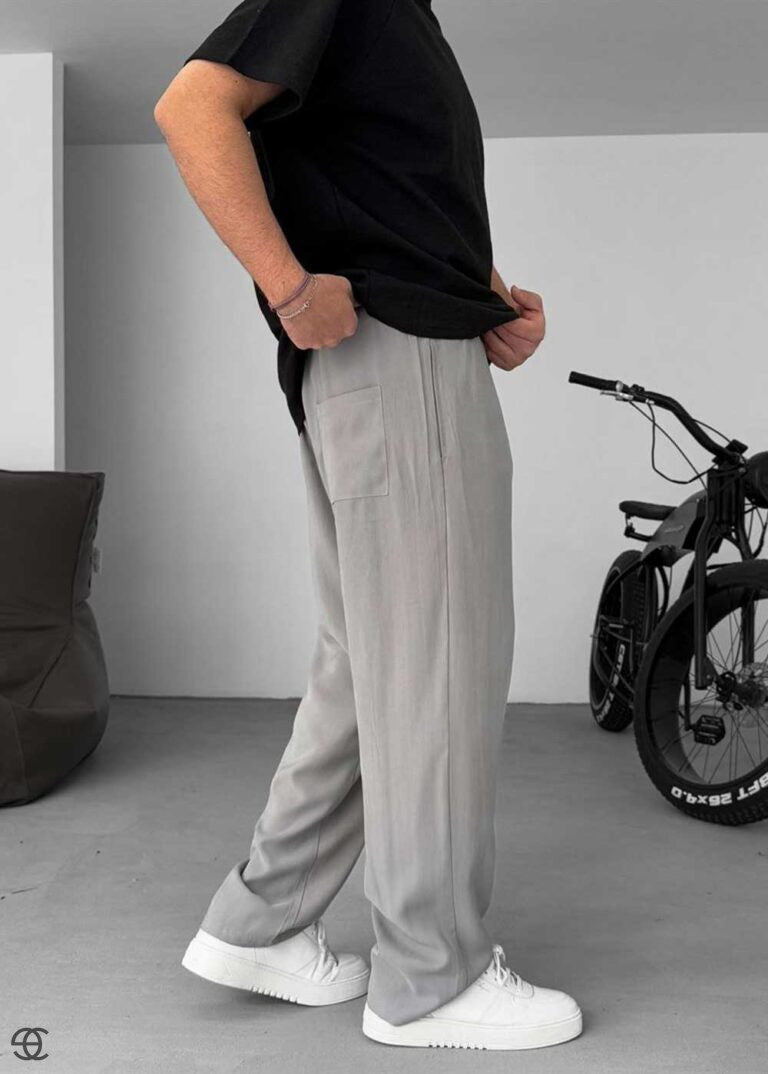 Baggy Παντελόνι Σε Tencel Ύφανση - Γκρι – 6