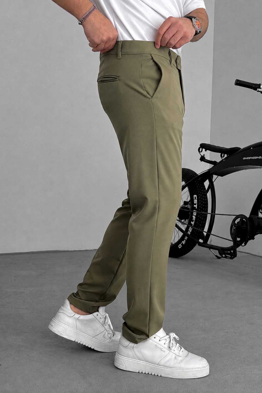 Urban Slim Fit Υφασμάτινο Παντελόνι- Χακί