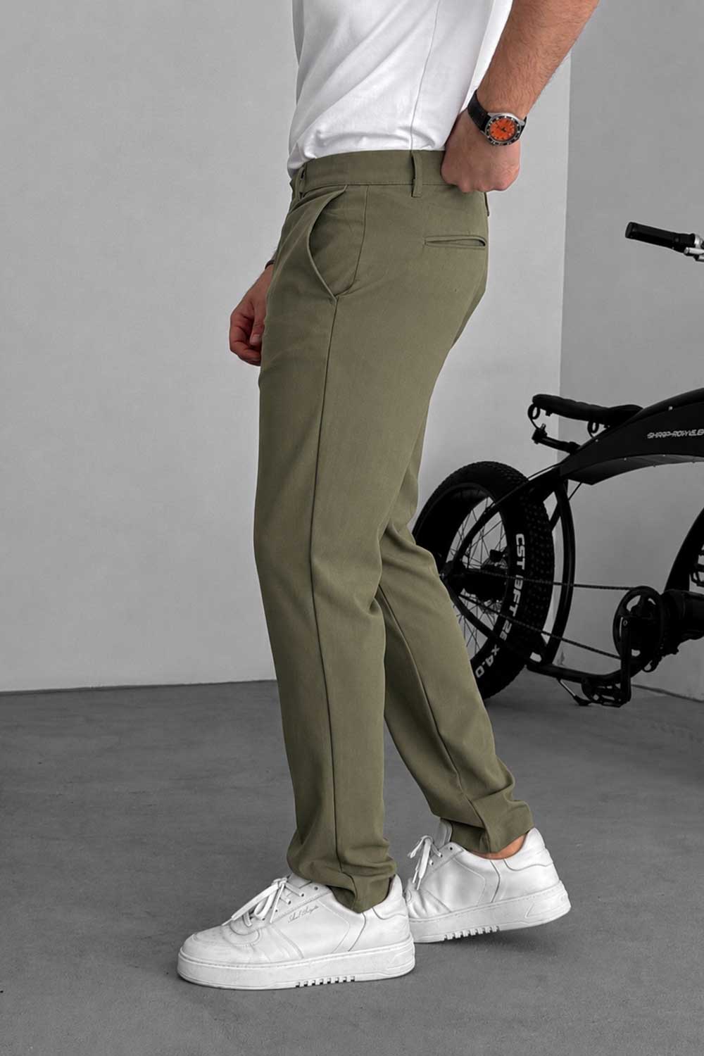 Urban Slim Fit Υφασμάτινο Παντελόνι- Χακί