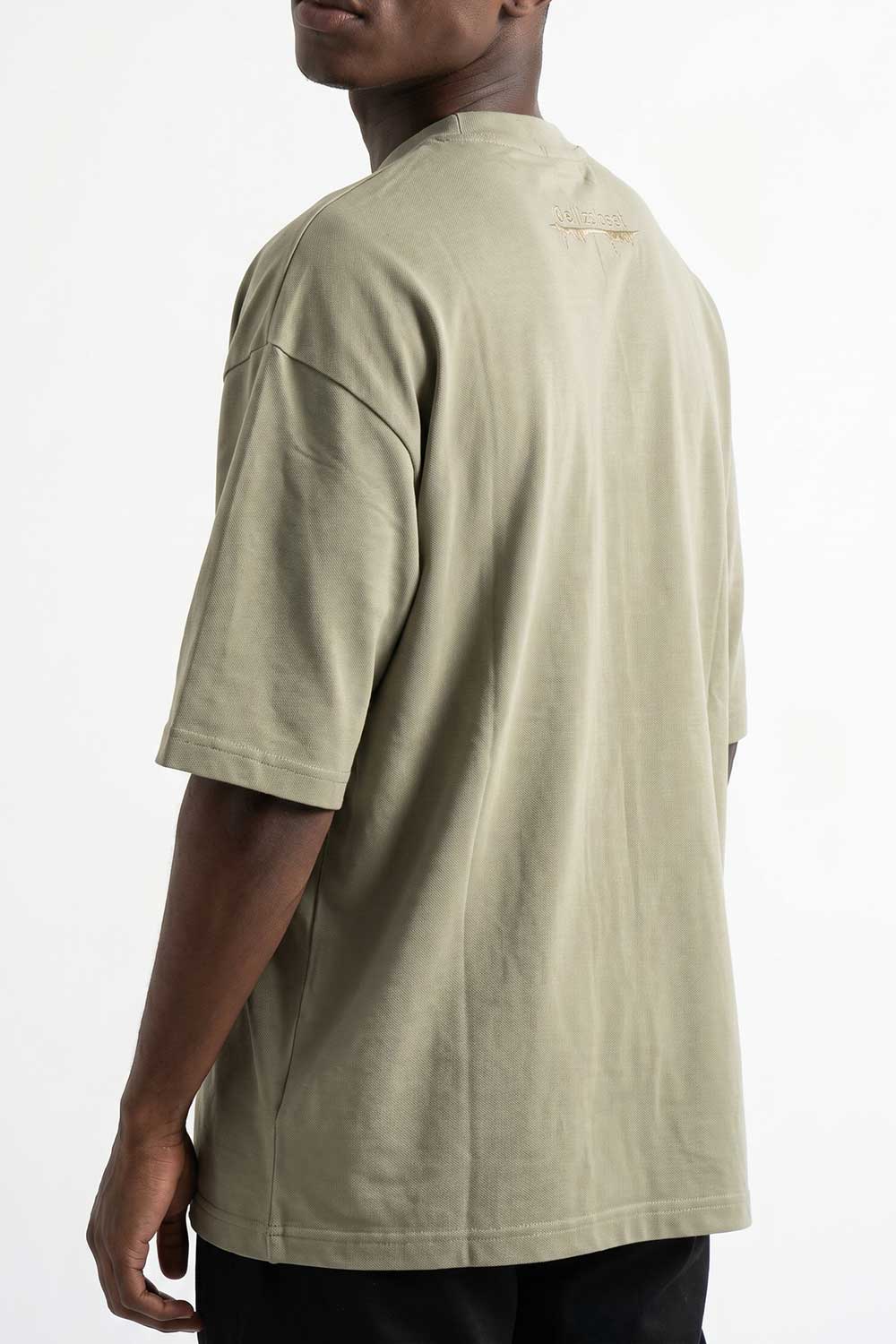 Basic Oversized T-shirt Με Κέντημα - Χακί