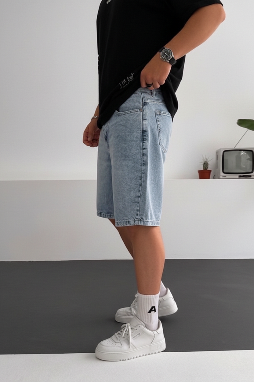Βερμούδα Denim Relaxed Studio – Ανοιχτό Μπλε