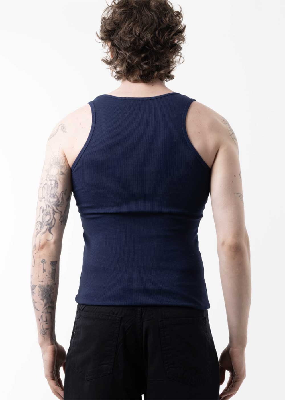Slimfit Αμάνικο T-Shirt Σε Ριπ Ύφανση - Μπλε – 3