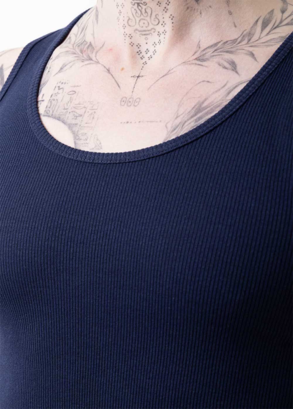 Slimfit Αμάνικο T-Shirt Σε Ριπ Ύφανση - Μπλε – 4