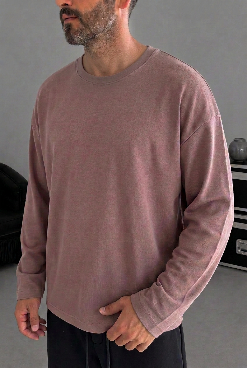 Ανδρική Μακρυμάνικη Μπλούζα Oversized Premium Modal – Dusty Mauve