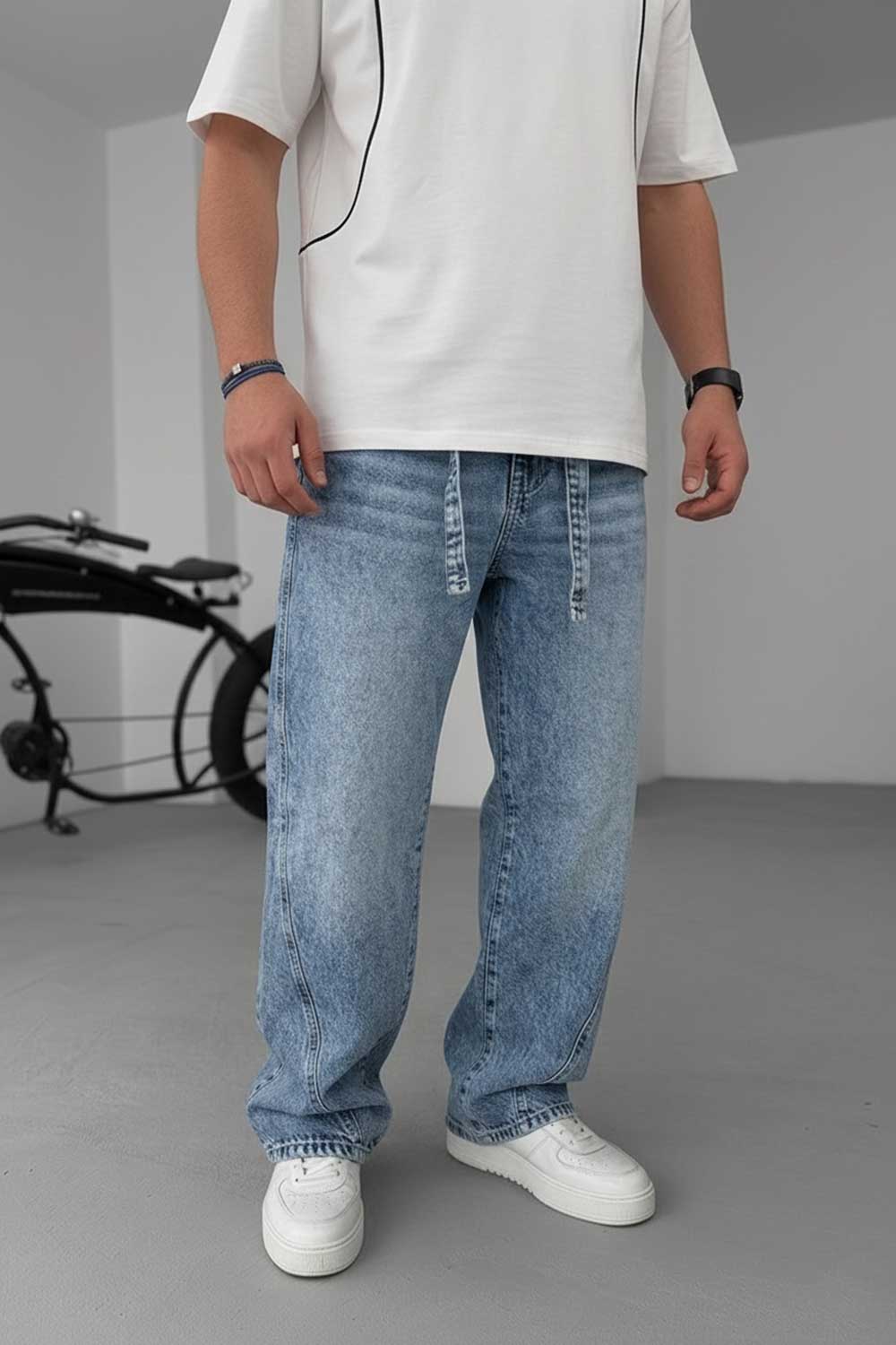 Παντελόνι Denim Urban Relax Baggy Studio – Ξεβαμμένο  Μπλε-Γαλάζιο