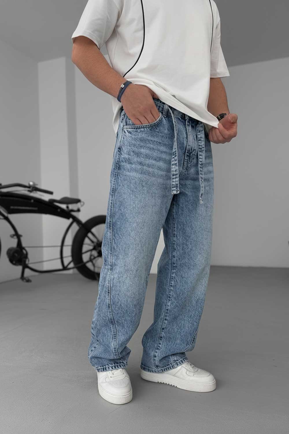 Παντελόνι Denim Urban Relax Baggy Studio – Ξεβαμμένο  Μπλε-Γαλάζιο