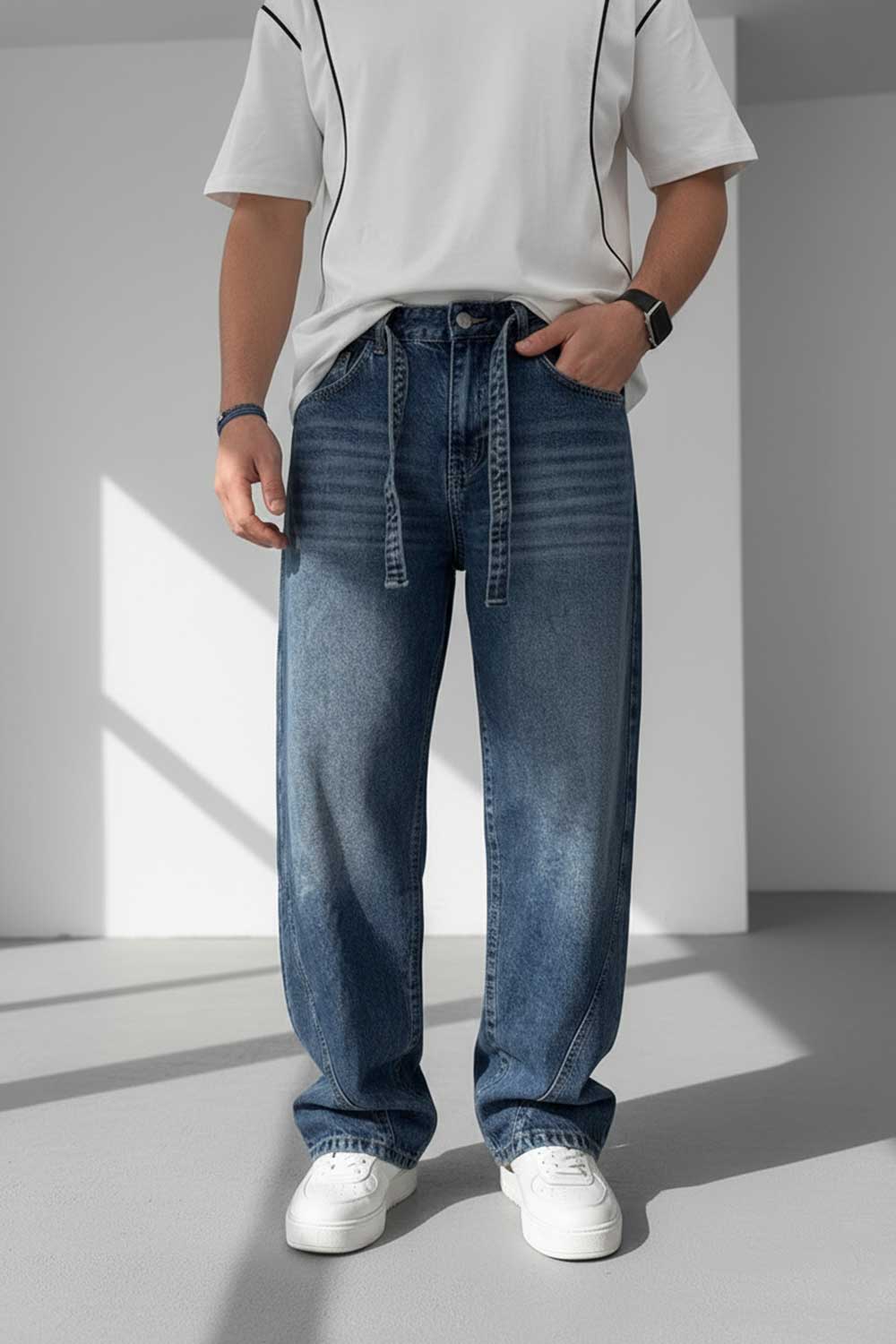 Παντελόνι Denim Urban Relax Baggy Studio – Ξεβαμμένο  Μπλε