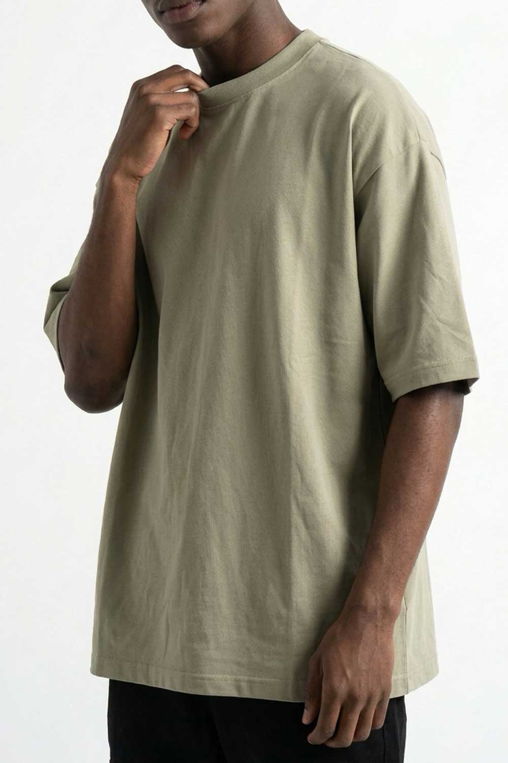 Basic Oversized T-shirt Με Κέντημα - Χακί