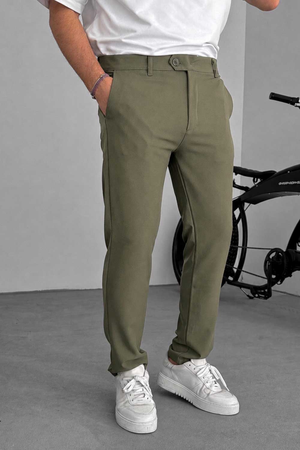 Urban Slim Fit Υφασμάτινο Παντελόνι- Χακί