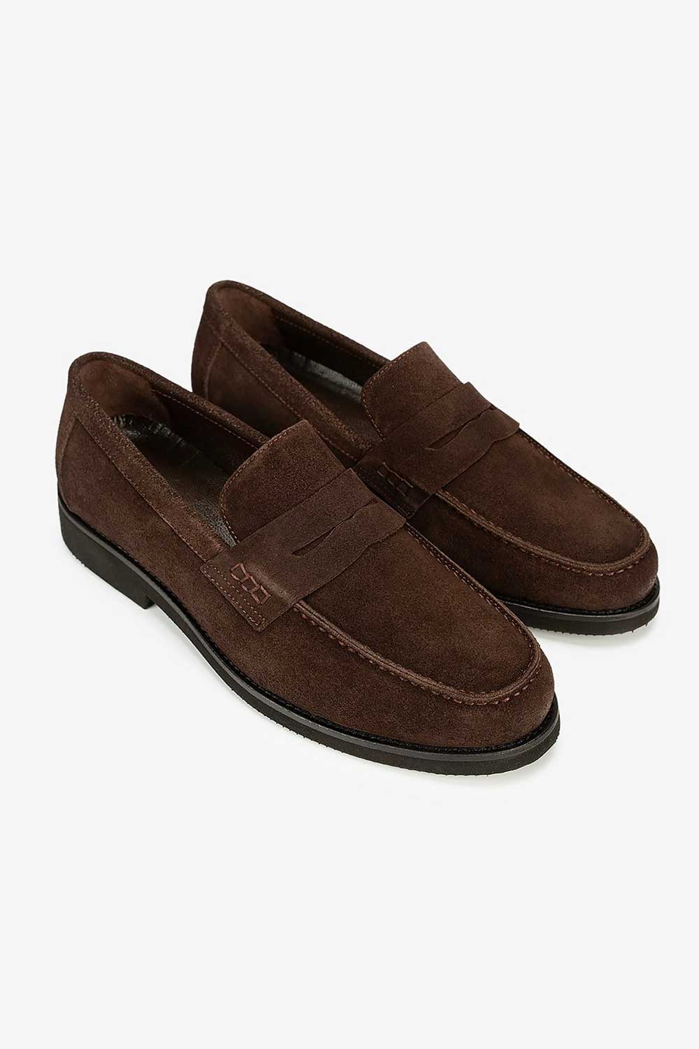 Χειροποίητα Παπούτσια Flat Suede Urban Loafers Studio – Σκούρο Καφέ
