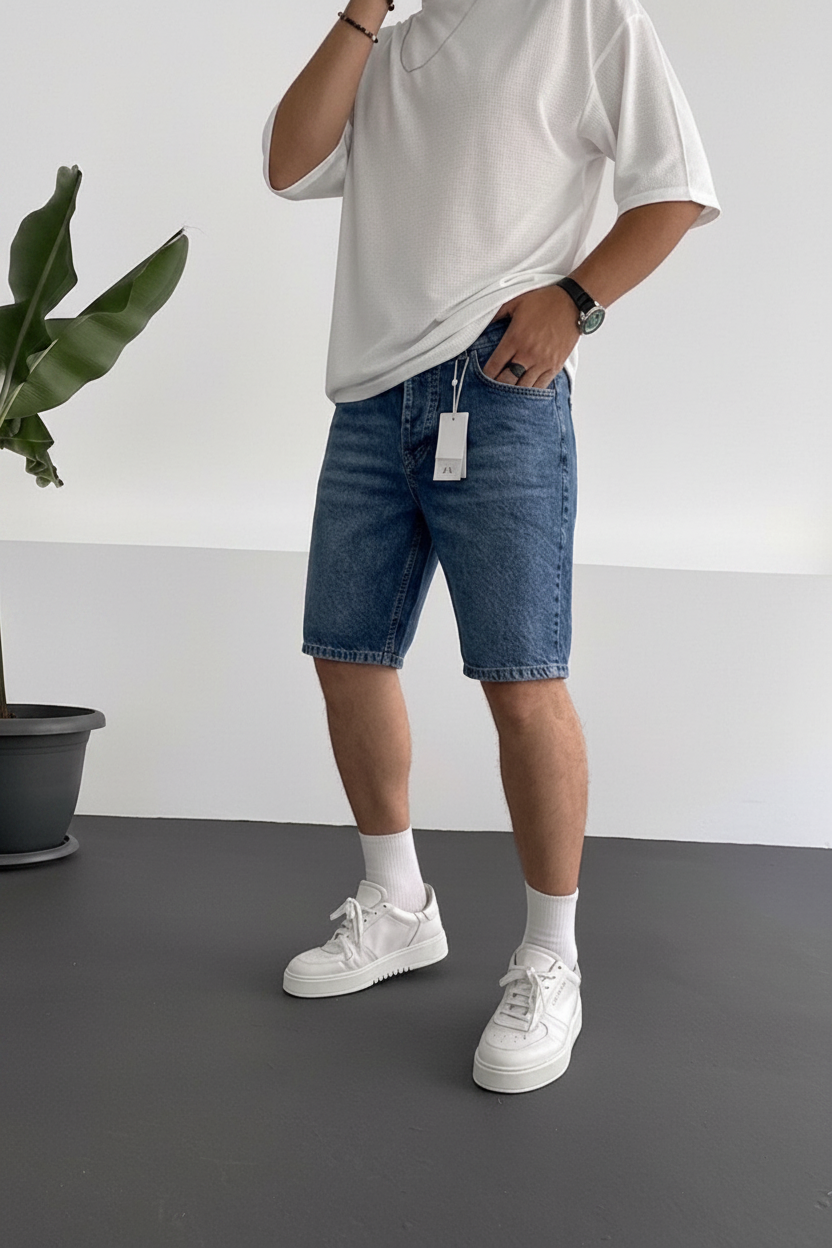 Βερμούδα Denim Relaxed – Μπλε