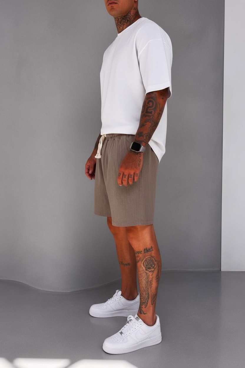 Βερμούδα Linen-Blend Urban Pleated Studio – Καφε