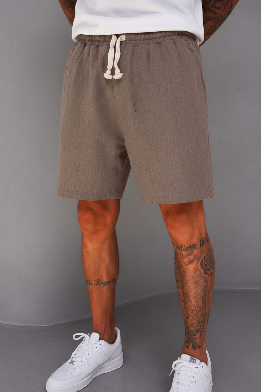 Βερμούδα Linen-Blend Urban Pleated Studio – Καφε