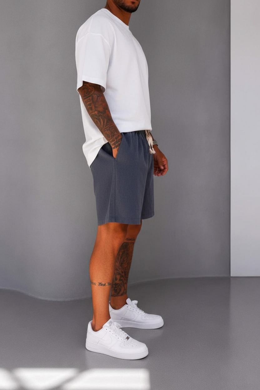 Βερμούδα Linen-Blend Urban Pleated Studio – Ανθρακί