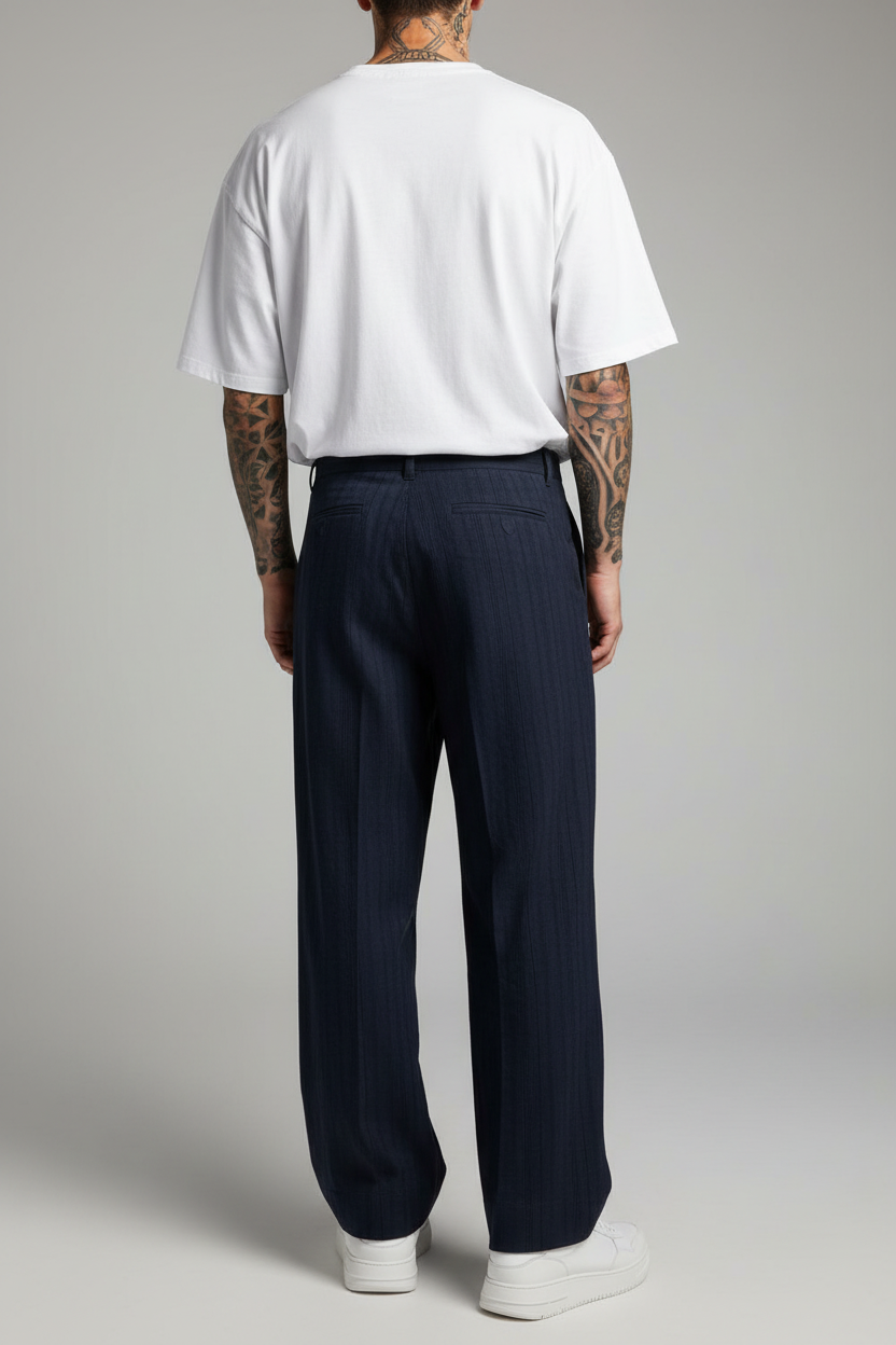 Παντελόνι Premium Modal-Blend Textured Stripe Studio – Σκούρο Μπλε
