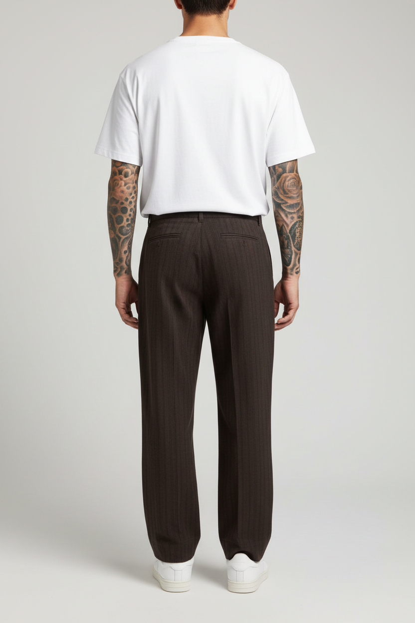 Παντελόνι Premium Modal-Blend Textured Stripe Studio – Καφέ