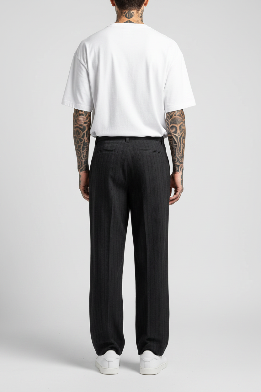 Παντελόνι Premium Modal-Blend Textured Stripe Studio – Μαύρο