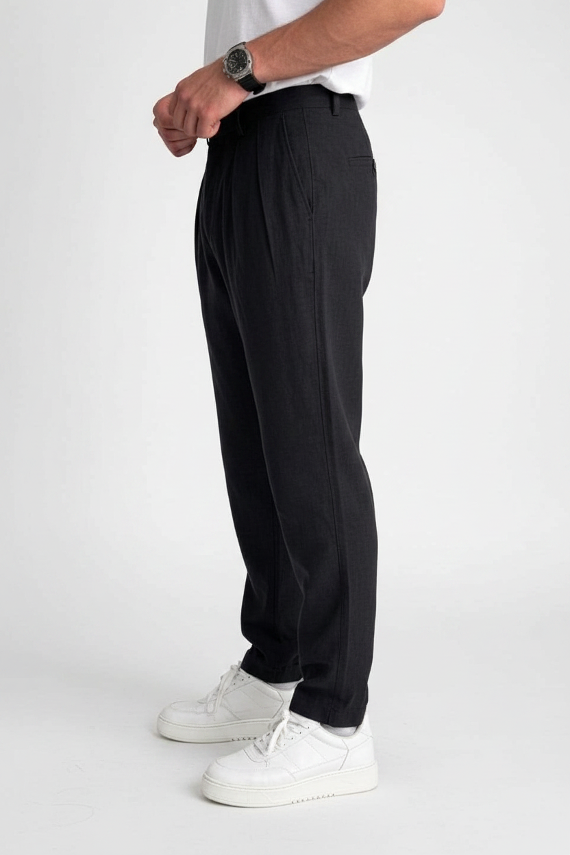 Riviera Pleated Tencel Παντελόνι σε Loose – Μαύρο