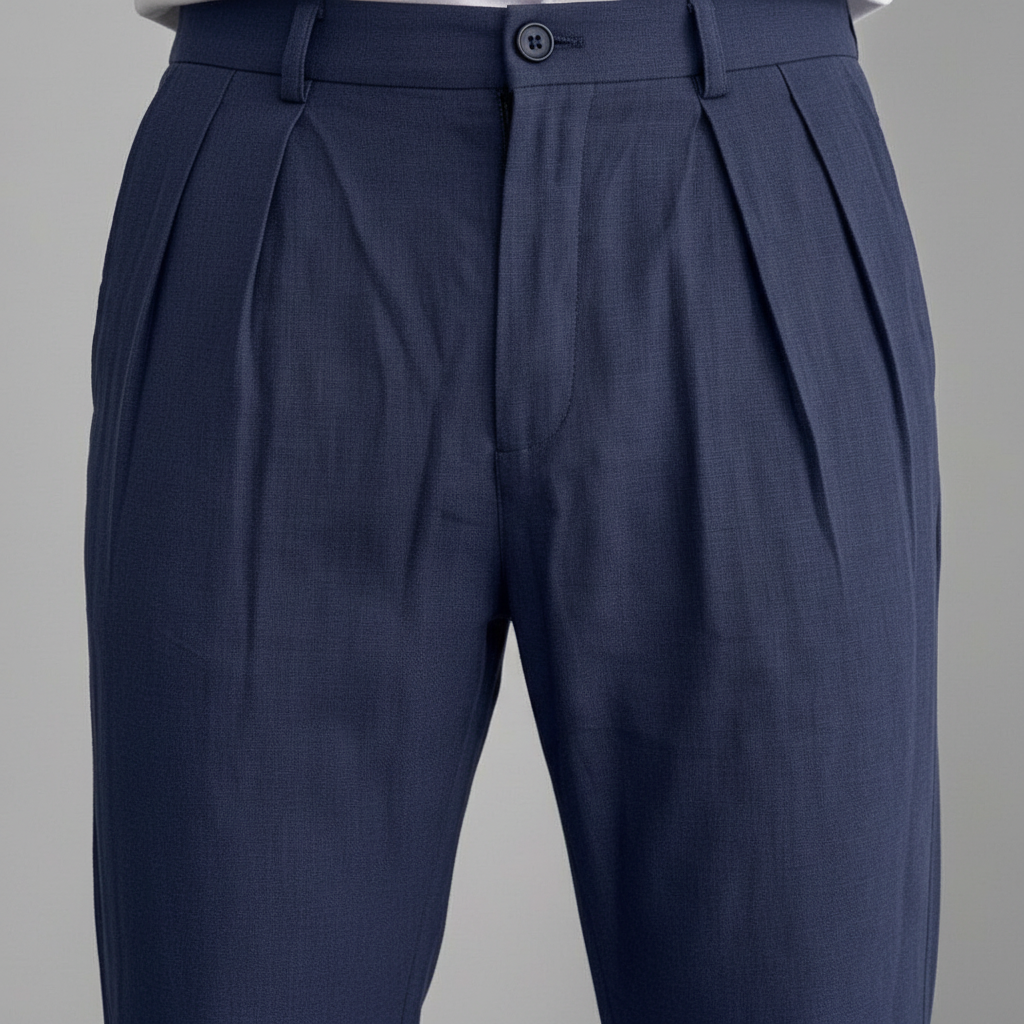 Riviera Pleated Tencel Παντελόνι σε Loose – Μπλε