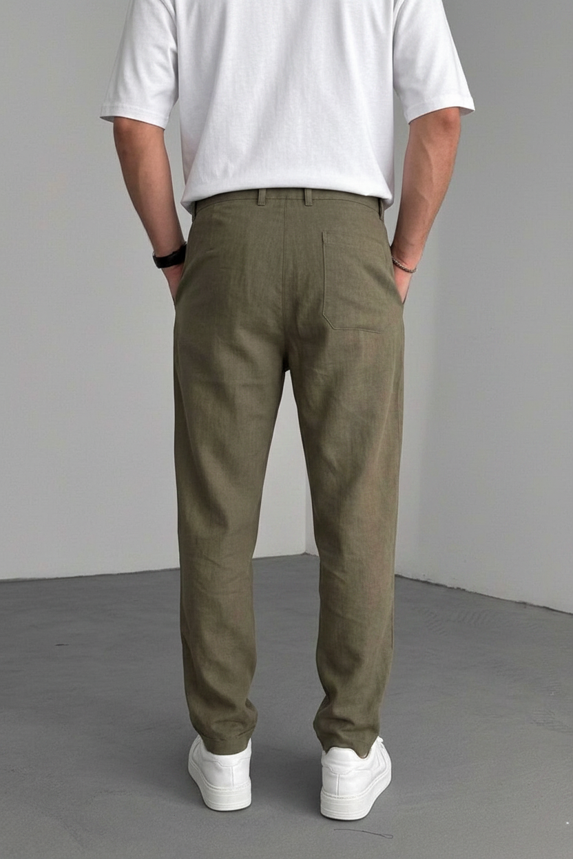 Riviera Pleated Tencel Παντελόνι σε Loose Fit Γραμμή-Χακί