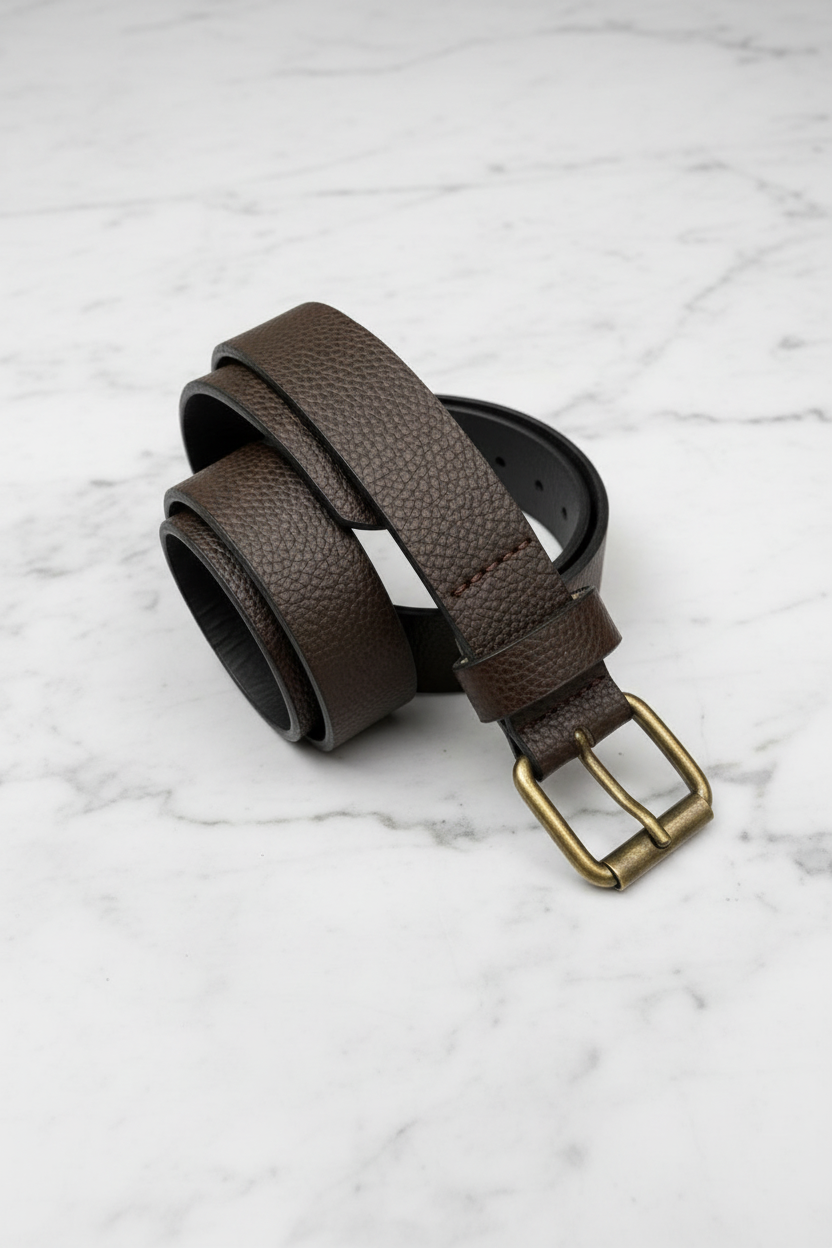 Ζώνη Δερμάτινη Textured Classic – Καφέ