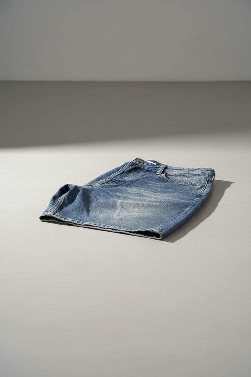 Βερμούδα Denim Relaxed Studio – Acid Wash Μπλε