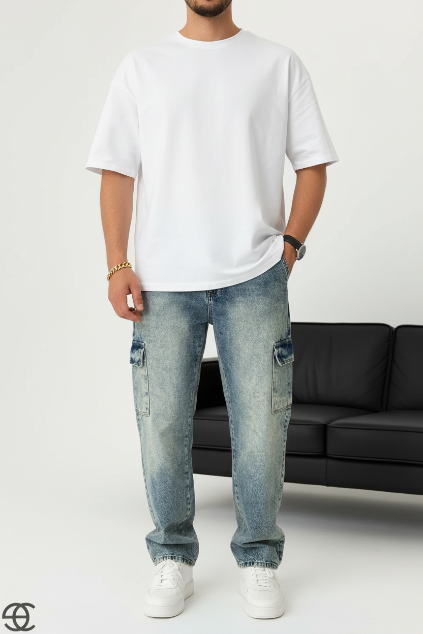 Cargo Παντελόνι Baggy – Μπλε Vintage