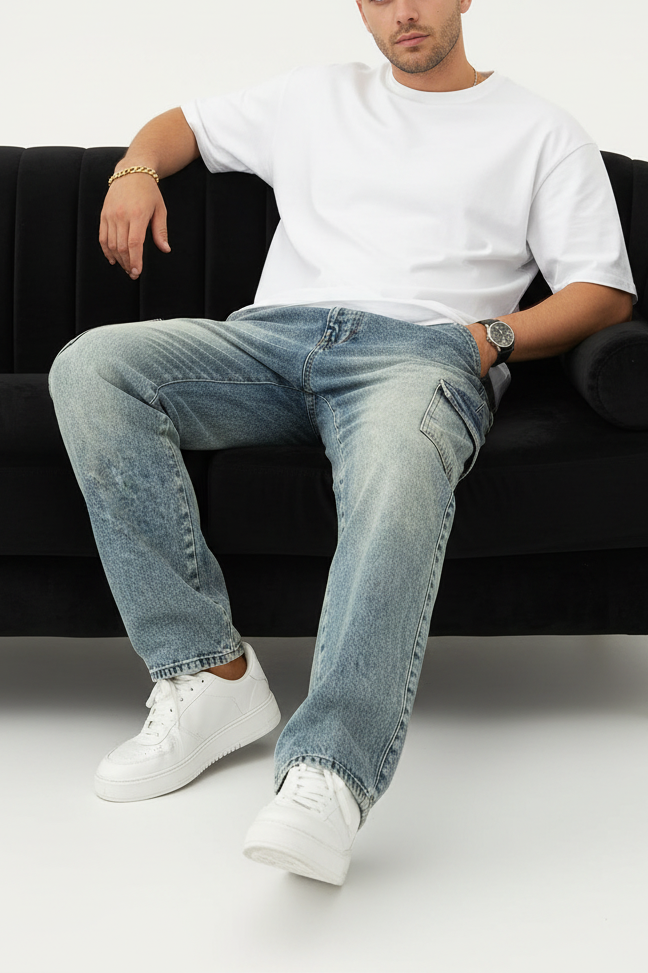Cargo Παντελόνι Baggy – Μπλε Vintage