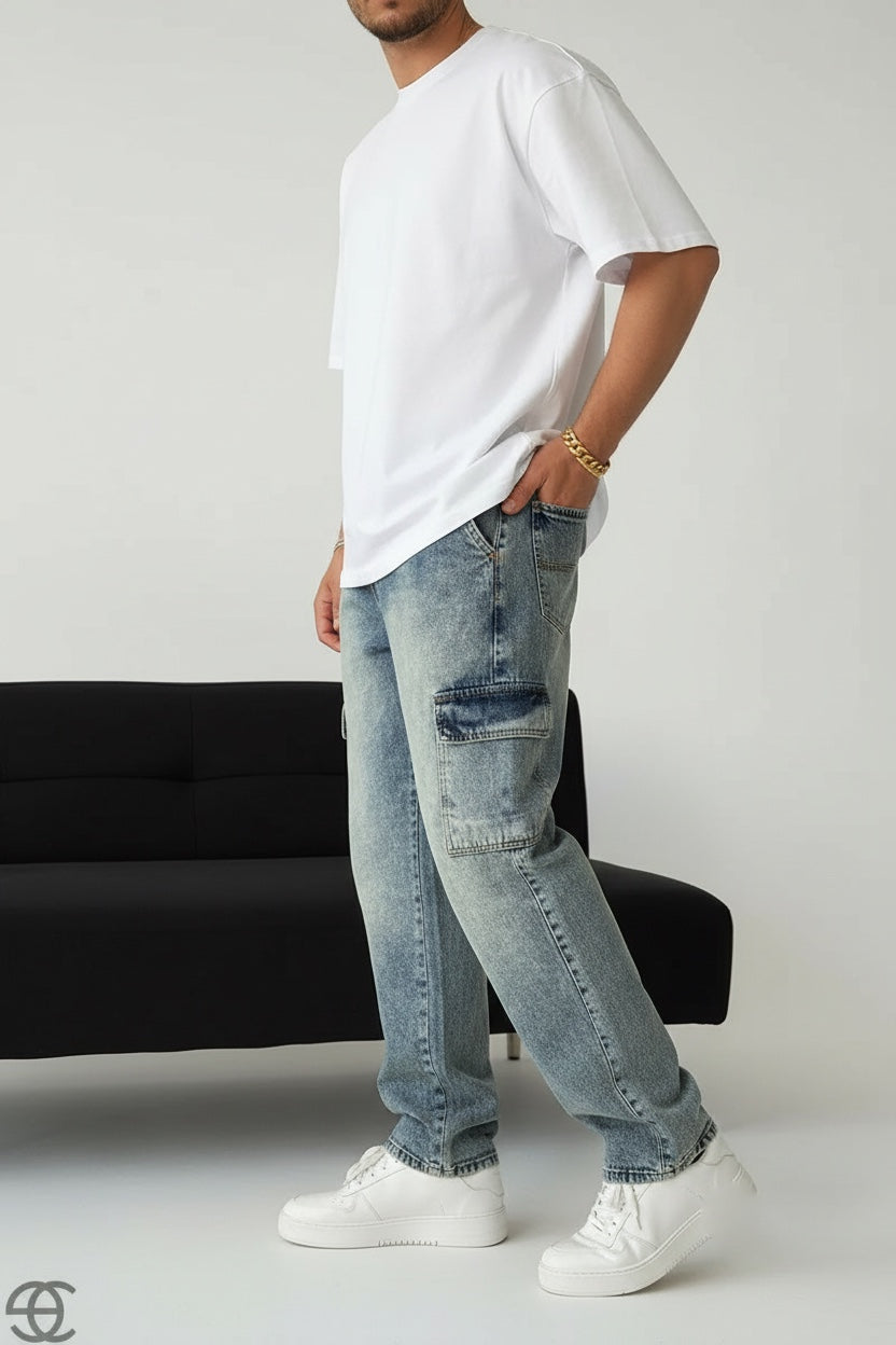 Cargo Παντελόνι Baggy – Μπλε Vintage
