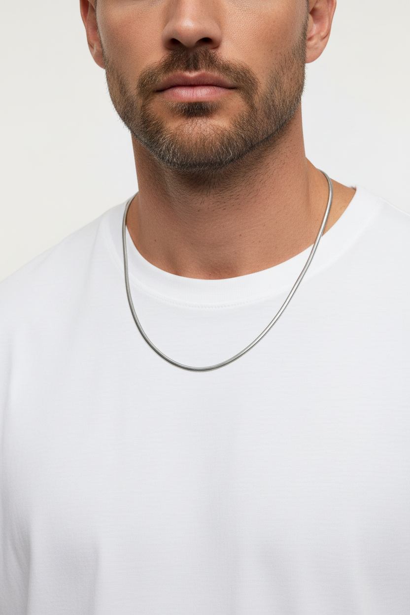 Ατσάλινη Αλυσίδα Λαιμού "Sleek Snake" – Ασημί